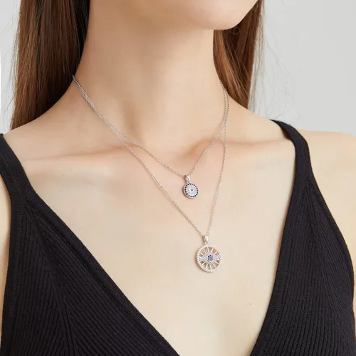 Vista 14 de Collar contra el mal de ojo para mujer, chapado en oro de 18 quilates, collar con capas de mal de ojo, hecho a mano, collar de protección ajustable