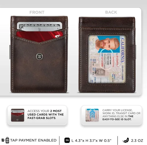 Vista 33 de Suavell Billeteras delgadas de cuero para hombres. Cartera con clip para dinero. Cartera de perfil bajo RFID Cartera minimalista