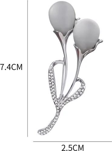 Vista 5 de Guoshang - Broche de ópalo de oro rosa para mujer, diseño de lirio de cala, broche de solapa para abrigos, chaquetas, suéteres, accesorios