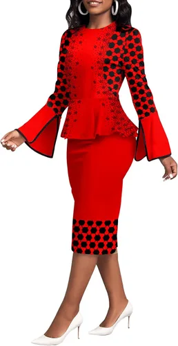 Vista 2 de Xinlees Elegante vestido de lápiz para mujer, vestido casual por debajo de la rodilla, vestido sexy de negocios