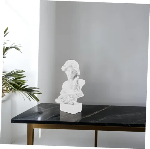 Vista 5 de Artemis - Estatua de diosa de resina blanca, escultura de busto de cabeza romana, escultura de mitología griega para el hogar, estante