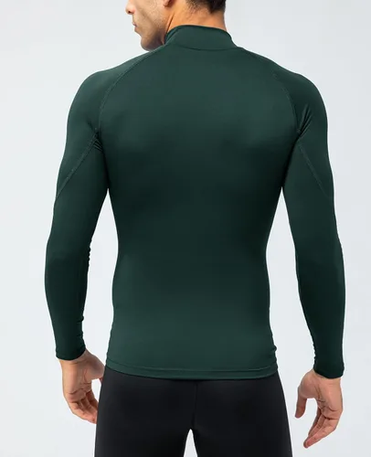 Vista 4 de Camisas de compresión de manga larga para hombre, camiseta de entrenamiento para gimnasio, camiseta para correr, capa base fresca y seca, camiseta