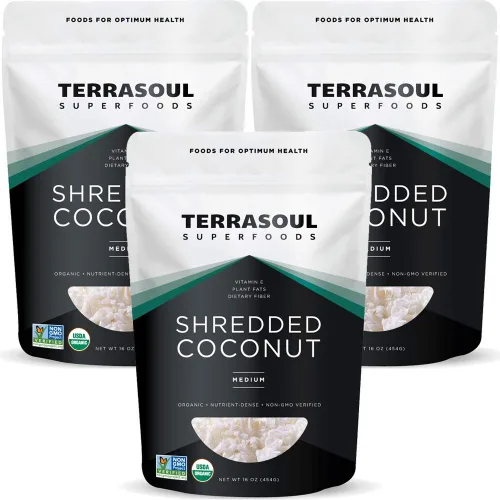 Vista 6 de Terrasoul Superfoods Copos de coco orgánicos, 1 libra, copos medianos Sin azúcar Perfecto para hornear