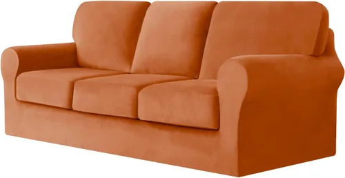 Vista 76 de UNBBRRL Fundas de sofá de 3 piezas para sofá, funda de terciopelo elástico para sillón con 1 funda de cojín de asiento y 1 funda de respaldo