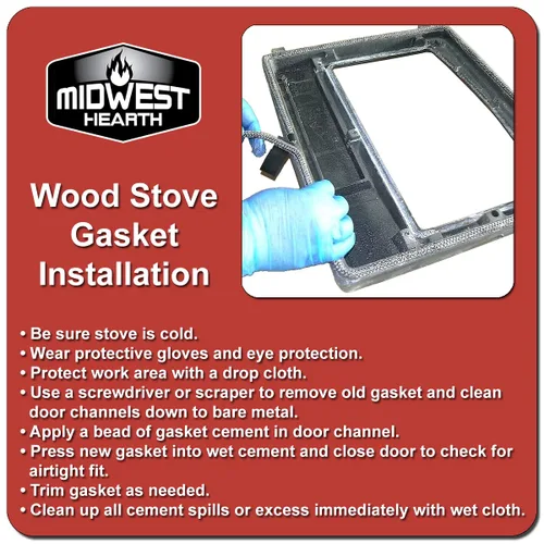 Vista 2 de Midwest Hearth, repuesto de junta de grafito impregnado de fibra de vidrio para estufas de leña