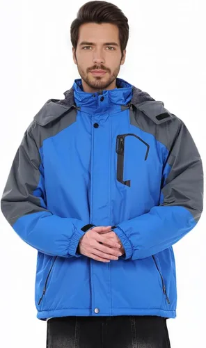 Vista 16 de Chaqueta de Esquí de Invierno Impermeable para Hombre con Capucha Desmontable, (S-4XL), Abrigo de Nieve Cálido a Prueba de Viento para Esquí y Negro