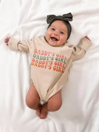 Vista 2 de Ropa para bebé recién nacida, sudadera de gran tamaño con estampado de letras, mameluco de manga larga con burbujas para otoño