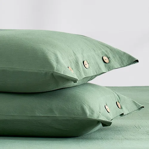 Vista 18 de JELLYMONI Fundas de almohada 100% algodón lavado, estándar, cierre de botón Naranja ámbar