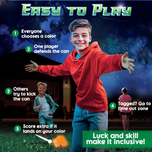 Vista 3 de Starlux Games Cosmic Kick The Can: Juego al aire libre con un giro galáctico Edades 5+, 4-12 jugadores Juguetes que brillan en la oscuridad