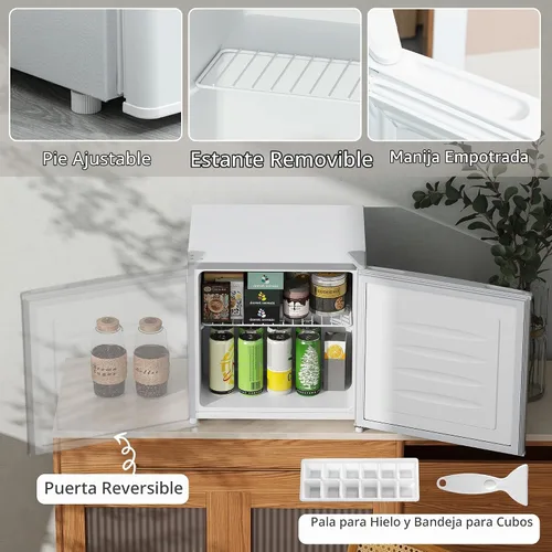 Vista 5 de HOMCOM - Congelador mini de mostrador, congelador vertical compacto de 1.1 pies cúbicos con estantes removibles, puerta reversible para el hogar
