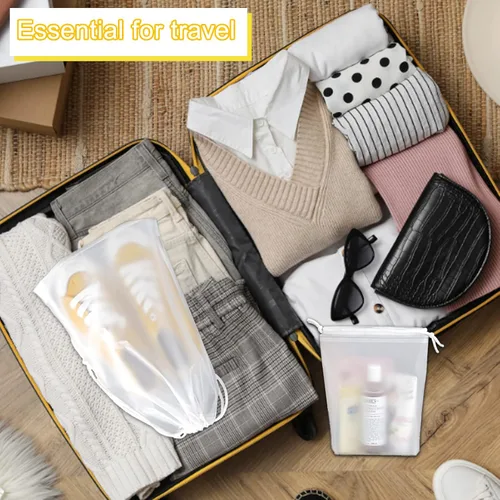 Vista 5 de 24 bolsas de zapatos para viajes, bolsas de zapatos translúcidas con cordón para almacenamiento, bolsas de almacenamiento grandes portátiles a
