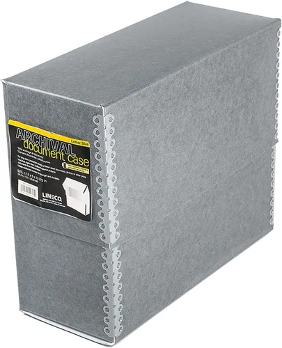 Vista 27 de Lineco Caja de almacenamiento de documentos archivados con borde metálico, caja de cartón libre de ácidos gris, organiza y almacena archivos