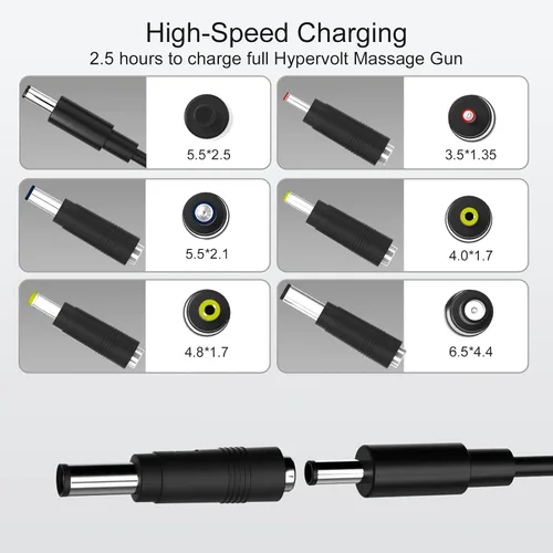 Vista 2 de Cargador de 24 V compatible con pistola de masaje Hyperice Hypervolt – apto para Toloco Em26, Aerlang Em13, Hypervolt, Darkiron, Hardnex, Legiral