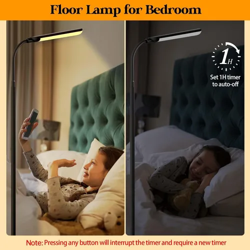 Vista 9 de Aisutha Lámpara de pie LED, lámpara de pie súper brillante de 18 W para sala de estar, lámpara de pie ajustable de colores continuos y brillo, luz