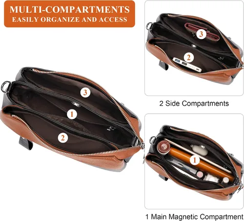 Vista 13 de Over Earth Genuine Leather Crossbody Bags for Women Small Hobo Handbags Shoulder Purses with 2 Detachable Straps