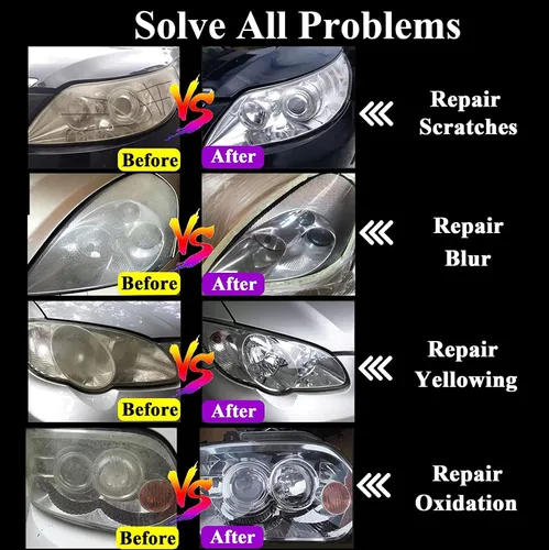 Vista 5 de Líquido de restauración de faros delanteros de automóvil de 6.8 onzas líquidas, kit de restauración de faros, botella de recarga, líquido