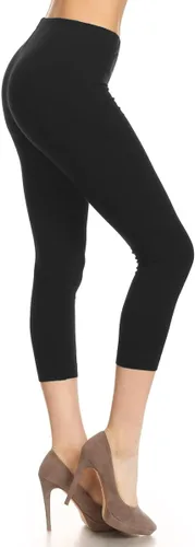 Vista 35 de Leggings Depot NCL27 pantalones capri para yoga de algodón premium suave Negro