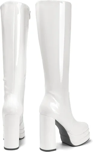 Vista 3 de DREAM PAIRS Botas altas hasta la rodilla con plataforma y tacón para mujer, botas Gogo largas y gruesas para otoño