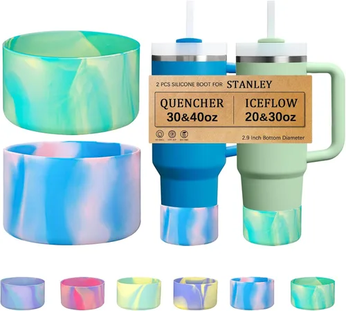 Vista 37 de HEYSKAY Base protectora de silicona para botas Stanley Quencher Adventure de 40 onzas y vaso Stanley IceFlow de 20 onzas y 30 onzas, y compatible