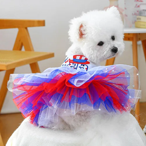 Vista 43 de ANIAC Daisy Vestidos para Perros Pequeños Hembra con Anillo para Correa, Nudo de Lazo Vestido de Boda para Cachorra, Traje de Gato de San Valentín