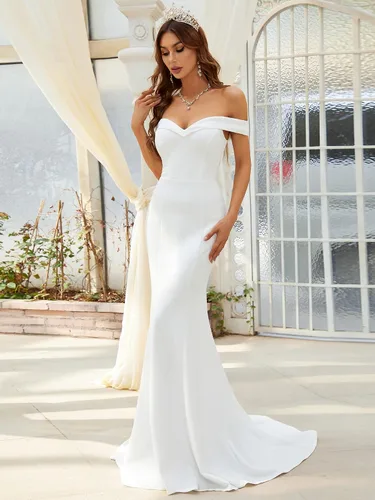 Vista 3 de Ever-Pretty Vestidos largos de novia para novia con hombros descubiertos 0247