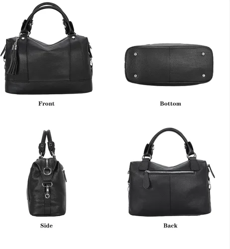 Vista 17 de Heshe - Bolsa de hombro de piel para mujer, con asa superior, bolsa cruzada