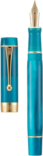 Vista 9 de Jinhao 100 - Pluma estilográfica de estilo clásico en celuloide, instrumento de escritura suave con punta #6, juego de pluma con convertidor