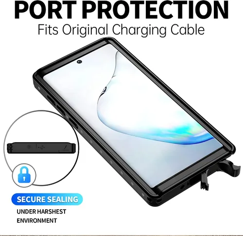 Vista 8 de BEASTEK Funda impermeable para Galaxy Note 10, serie NRE a prueba de golpes, con certificación IP68, con protector de pantalla integrado, cubierta