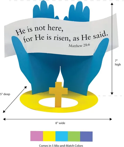 Vista 5 de FreshCut Crafts Kit de manualidades bíblicas de Pascua He is Risen, paquete de 12 Mateo 28:6 versículo artesanía, papel perforado, iglesia, VBS