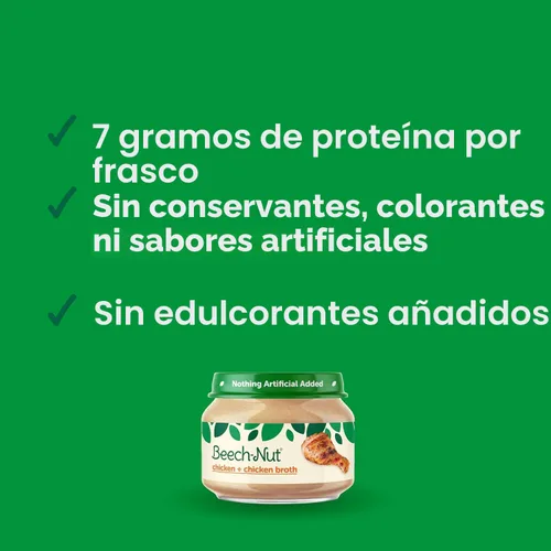 Vista 4 de Tarros de comida para bebés de carne de Beech-Nut, puré de pollo y caldo de pollo, 7 g de proteína, comida para bebés etapa 1 para bebés de 4 meses
