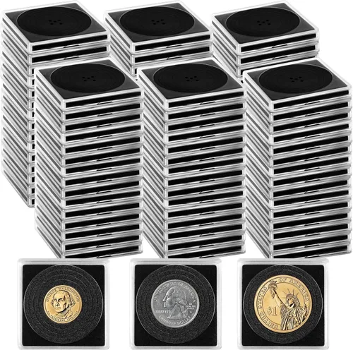 Vista 11 de 20 piezas de estuches ajustables de acrílico para colección de monedas con esponjas, soporte de monedas con cierre, estuches de protección