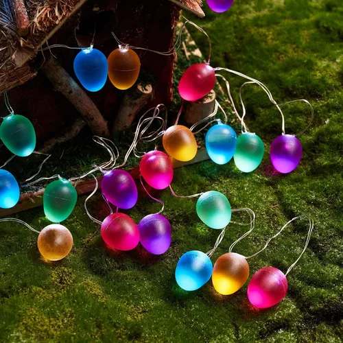 Vista 6 de Guirnalda de luces de Pascua decorativas con forma de huevo, 30 luces LED de 10 pies, funciona con pilas para el hogar, dormitorio, cumpleaños