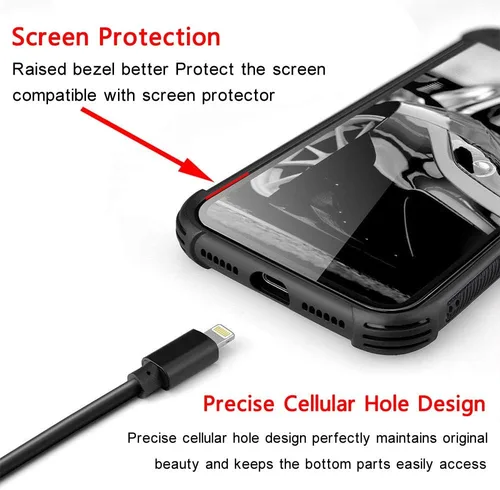 Vista 7 de ZHEGAILIAN Funda para iPhone 6/6S, protección de grado militar, esquinas a prueba de golpes, funda antiarañazos para iPhone 6/6S, pavo real
