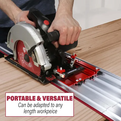 Vista 4 de Milescraft 1409 Guía de sierra de riel - Universal para sierras circulares de 7-1/4", rango de corte de 50", profundidad de 2", aluminio