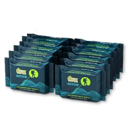 Vista 11 de Combat Wipes ACTIVE - Toallitas húmedas para exteriores, equipo de campamento extra grueso, biodegradable, limpieza corporal y de manos, paños