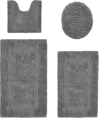 Vista 58 de Better Trends Juego de 4 alfombras de baño de lujo, 100% algodón, suaves, absorbentes de agua, reversibles, lavables a máquina, para decoración