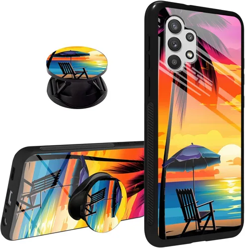 Vista 8 de Funda para Samsung Galaxy A32 5G agarre de teléfono con soporte extensible soporte soporte soporte, TPU suave parachoques a prueba de golpes