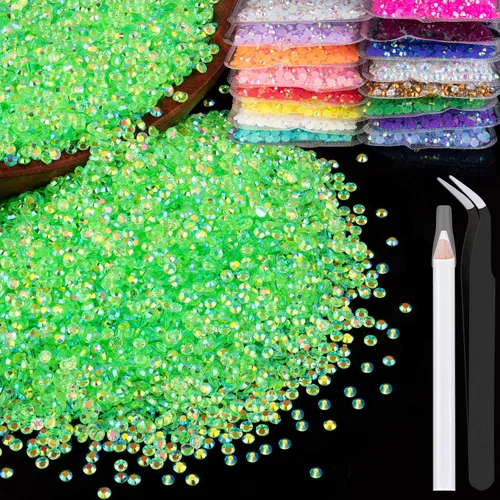 Vista 70 de 5000 piezas de 2mm de strass de resina a granel, strass de gel negros con parte posterior plana y redonda para embellecer sin termoadhesión, gemas