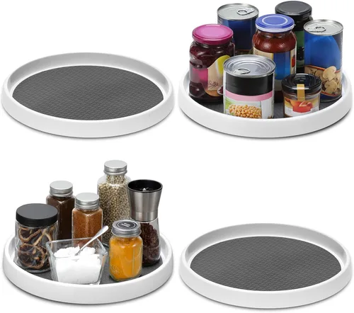 Vista 8 de Paquete de 2 organizadores antideslizantes Lazy Susan de 12 pulgadas, estante giratorio para organización y almacenamiento de despensa, cocina