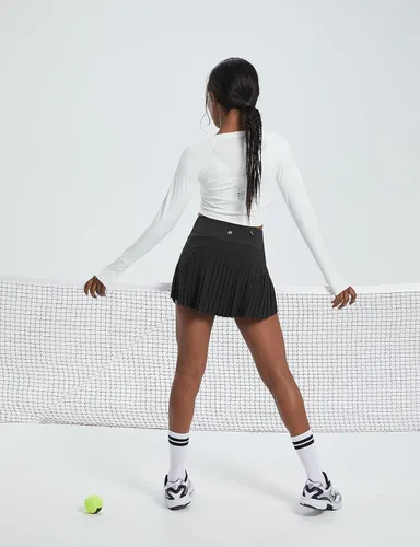 Vista 3 de baleaf - Falda de tenis plisada para mujer, falda pantalón de golf para mujer, cintura alta, pantalones cortos deportivos ligeros con bolsillos