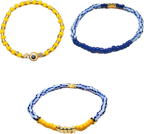 Vista 18 de Juego de 3 pulseras de cuerda elástica de santería de ojo malvado hechas a mano Obatala Oshun Yemaya Orula Elegua Oya Ogun Ochosi Shango Babalu Aye