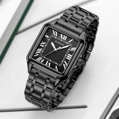 Vista 2 de Classic Square Watch for Men with Vintage Roman Numeral and Solid Stainless Steel Band