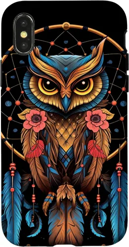 Vista 5 de Funda para iPhone 17 con diseño de plumas indias nativas americanas y búho