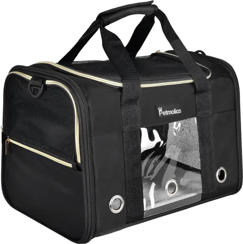 Vista 2 de Petmolico Transportador para gatos Bolsa de mascotas de lados suaves para gatos pequeños y medianos, cachorros, 16 libras, transportador de viaje