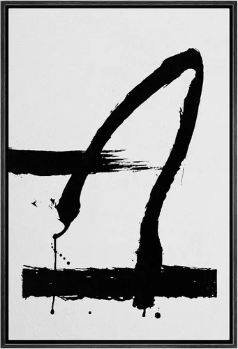 Vista 3 de SIGNWIN - Lienzo enmarcado para pared, patrón de anillo circular en negro, gris y blanco, formas abstractas, ilustraciones, arte moderno