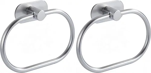 Vista 9 de Toallero autoadhesivo de acero inoxidable para baño, soporte para toallas de mano, sin perforaciones, moderno colgador de toallas de mano