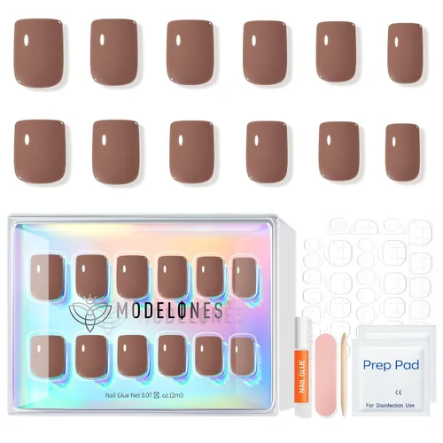 Vista 67 de Modelones Uñas postizas cuadradas cortas, color blanco y rosa, 32