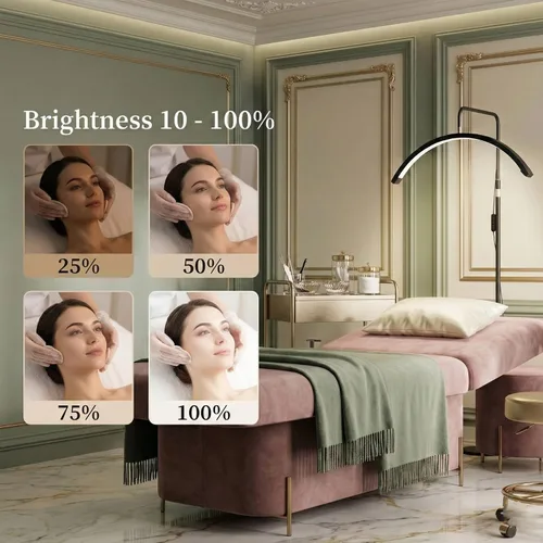 Vista 4 de Hi_friend Lámpara de media luna portátil de 23 pulgadas, luz de pestañas para esteticistas, lámpara LED de piso arqueada brillante para extensiones