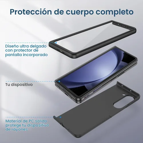 Vista 3 de Ruky - Funda para Z Fold 5, con protector de pantalla integrado, color negro