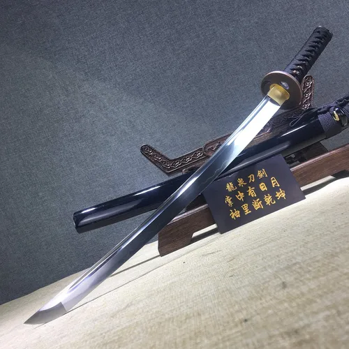 Vista 2 de Katana corta hecha a mano japonesa Wakizashi Samurai Espada T10 Acero Arcilla Templada Hoja